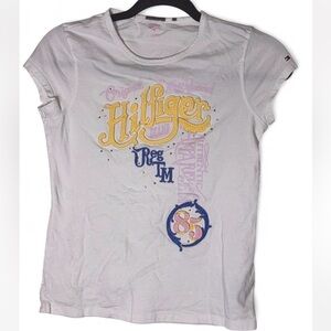 Tommy Hilfiger White Tee with Yellow and Purple Design